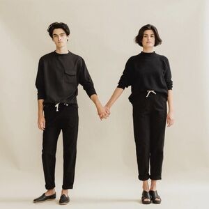 IJJI Black Unisex Cotton Canvas Easy Pants Size S